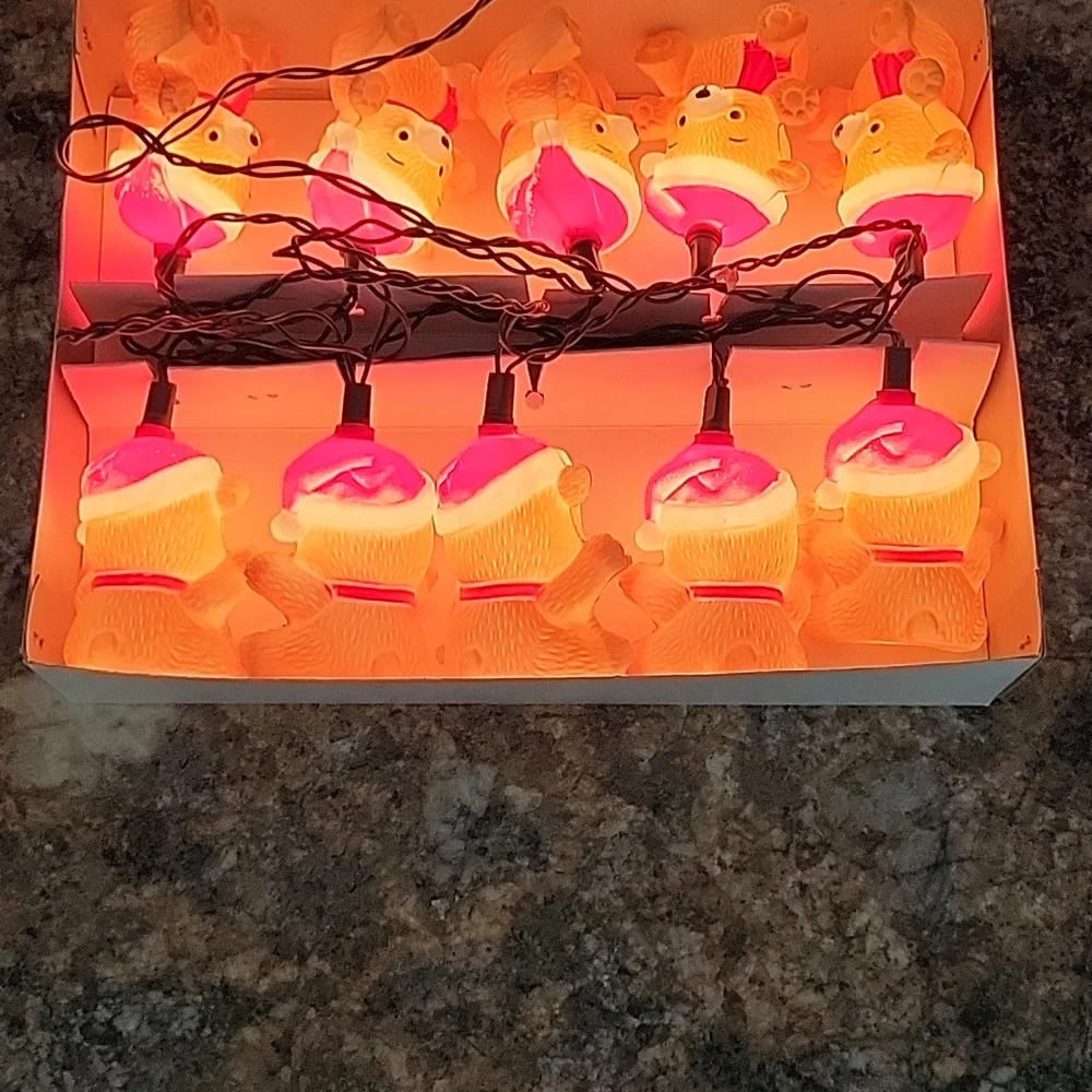 Vintage | Santa Bear Blow Mold String Lights